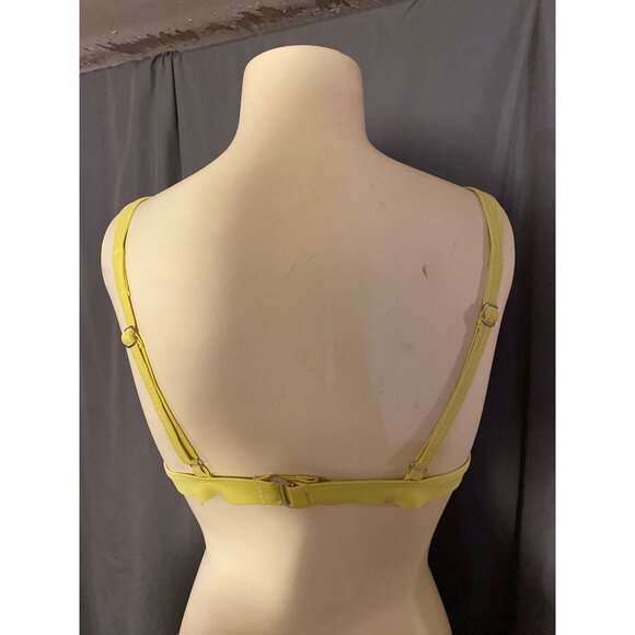 Mossimo Stripe Triangle Bikini Top Large Swimsuit Swim Yellow Black - Picture 2 of 5